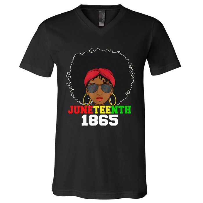 1865 Juneteenth Celebrate African American Freedom Day V-Neck T-Shirt