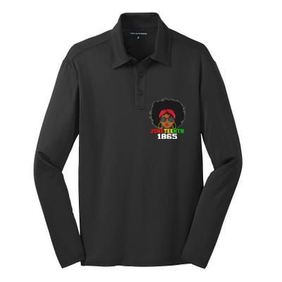 1865 Juneteenth Celebrate African American Freedom Day Silk Touch Performance Long Sleeve Polo