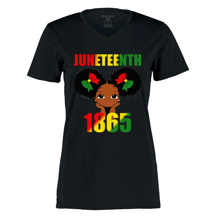 1865 Juneteenth Celebrate African American Freedom Day Women's Momentum V-Neck T-Shirt