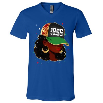 1865 Juneteenth Celebrate African American Freedom Day V-Neck T-Shirt