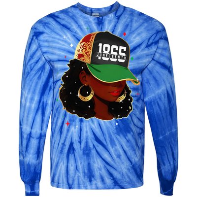 1865 Juneteenth Celebrate African American Freedom Day Tie-Dye Long Sleeve Shirt