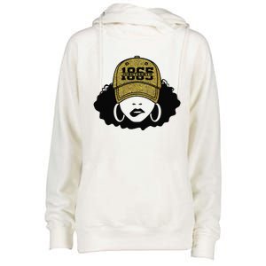 1865 Juneteenth Celebrate Black Magic Melanin  Womens Funnel Neck Pullover Hood