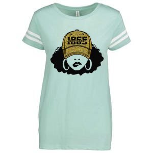 1865 Juneteenth Celebrate Black Magic Melanin  Enza Ladies Jersey Football T-Shirt