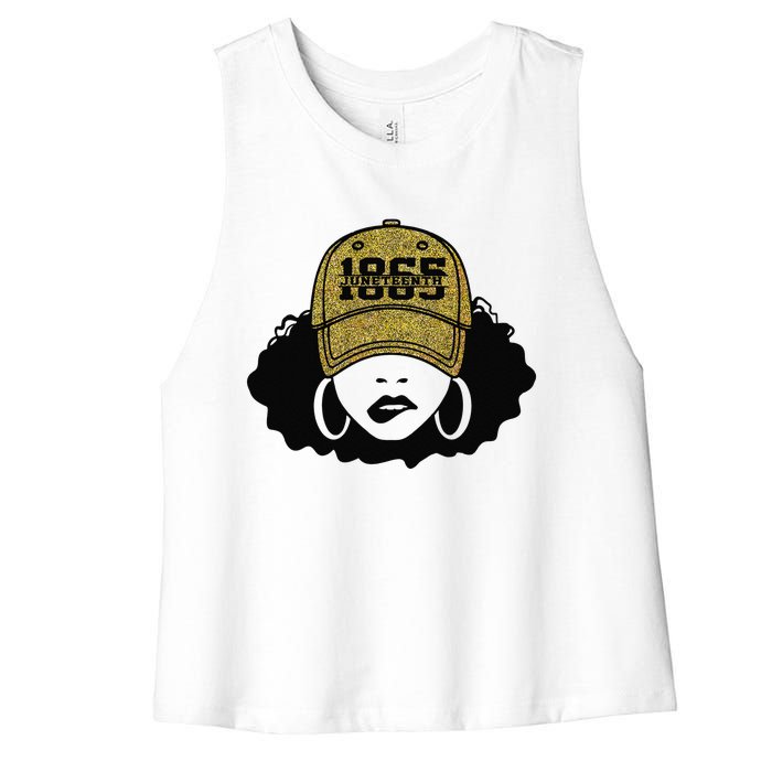 1865 Juneteenth Celebrate Black Magic Melanin  Women's Racerback Cropped Tank