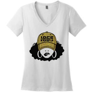 1865 Juneteenth Celebrate Black Magic Melanin  Women's V-Neck T-Shirt