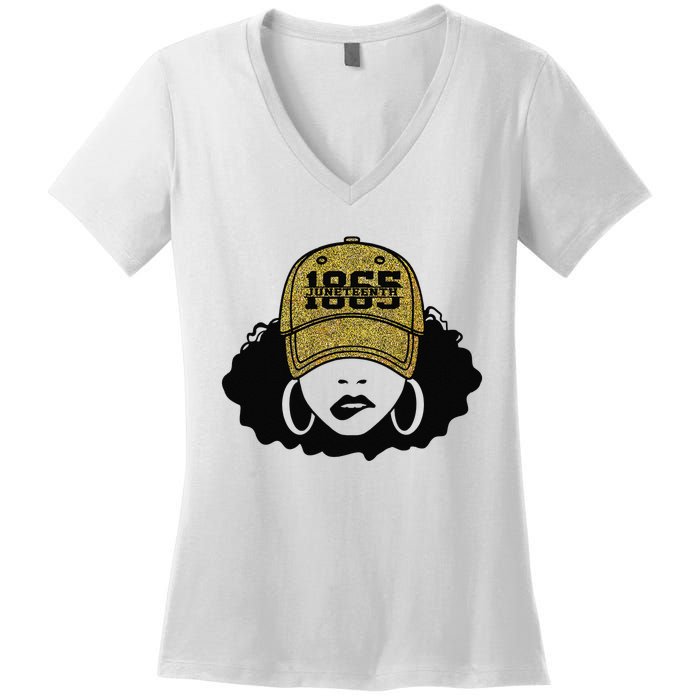 1865 Juneteenth Celebrate Black Magic Melanin  Women's V-Neck T-Shirt