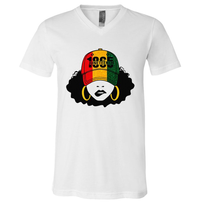 1865 Juneteenth Celebrate Black Magic Melanin  V-Neck T-Shirt