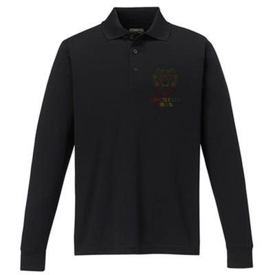 1865 Juneteenth Celebrate Lion African American Freedom Day Performance Long Sleeve Polo