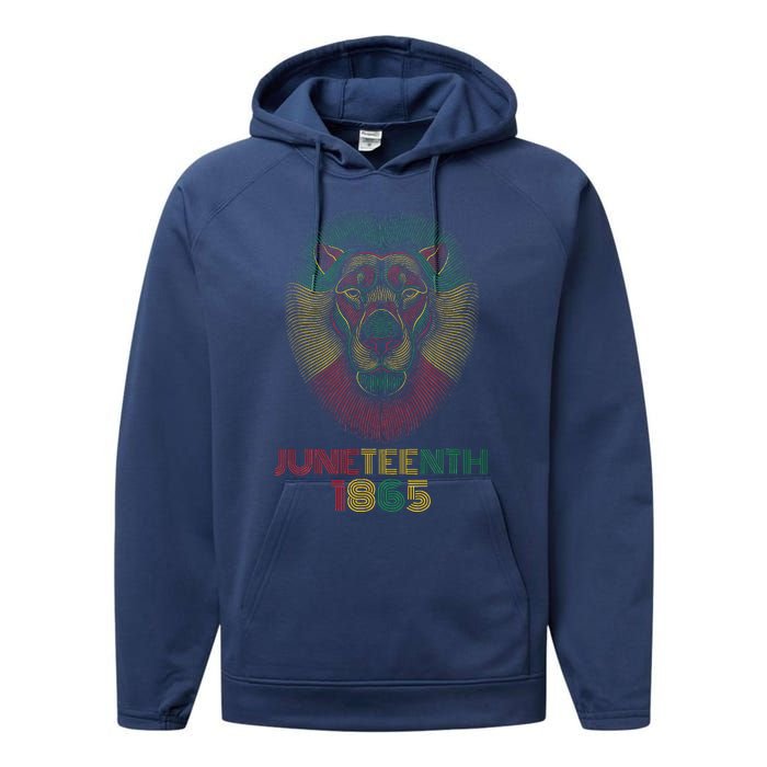 1865 Juneteenth Celebrate Lion African American Freedom Day Performance Fleece Hoodie