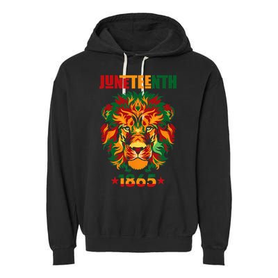 1865 Juneteenth Celebrate Lion African American Freedom Day Garment-Dyed Fleece Hoodie