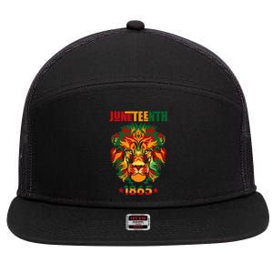 1865 Juneteenth Celebrate Lion African American Freedom Day 7 Panel Mesh Trucker Snapback Hat