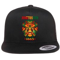 1865 Juneteenth Celebrate Lion African American Freedom Day Flat Bill Trucker Hat