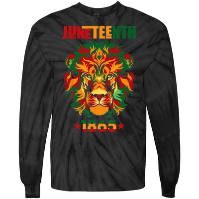 1865 Juneteenth Celebrate Lion African American Freedom Day Tie-Dye Long Sleeve Shirt