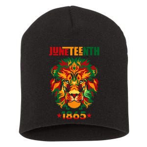 1865 Juneteenth Celebrate Lion African American Freedom Day Short Acrylic Beanie