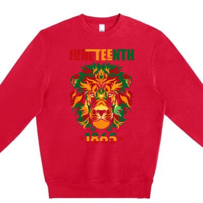 1865 Juneteenth Celebrate Lion African American Freedom Day Premium Crewneck Sweatshirt