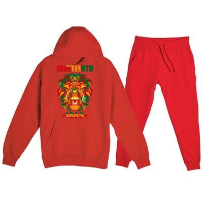 1865 Juneteenth Celebrate Lion African American Freedom Day Premium Hooded Sweatsuit Set