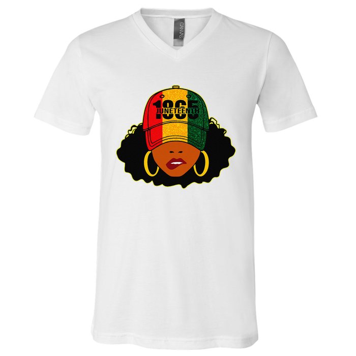 1865 Juneteenth Celebrate Black Magic Melanin  V-Neck T-Shirt