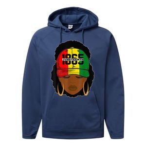 1865 Juneteenth Celebrate Black Magic Melanin Women Performance Fleece Hoodie