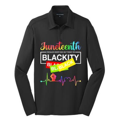 1865 Juneteenth Celebrate African American Freedom Day Silk Touch Performance Long Sleeve Polo