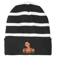 1865 Juneteenth Celebrate African American Freedom Day Striped Beanie with Solid Band