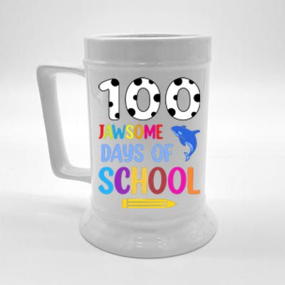 Jawsome Shark 100 Days Of School Shirt Teacher Boy Girl Beer Stein