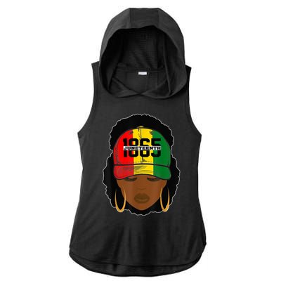 1865 Juneteenth Female Black History Month Ladies PosiCharge Tri-Blend Wicking Draft Hoodie Tank