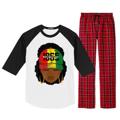 1865 Juneteenth Female Black History Month Raglan Sleeve Pajama Set