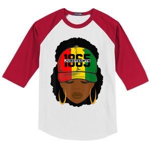 1865 Juneteenth Female Black History Month Kids Colorblock Raglan Jersey