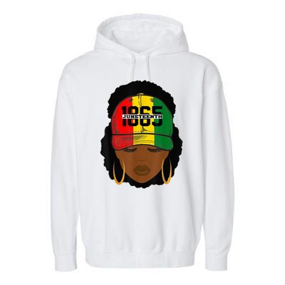 1865 Juneteenth Female Black History Month Garment-Dyed Fleece Hoodie