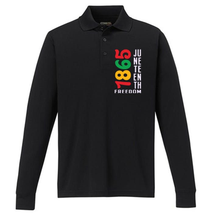 1865 Juneteenth Freedom Celebration Print Performance Long Sleeve Polo