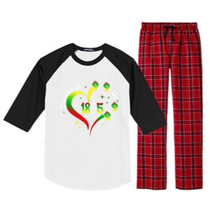 1865 Junenth Heart Hand African American Black Junenth Gift Raglan Sleeve Pajama Set