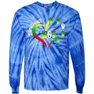 1865 Junenth Heart Hand African American Black Junenth Gift Tie-Dye Long Sleeve Shirt