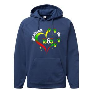 1865 Junenth Heart Hand African American Black Junenth Gift Performance Fleece Hoodie