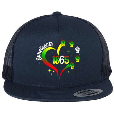 1865 Junenth Heart Hand African American Black Junenth Gift Flat Bill Trucker Hat