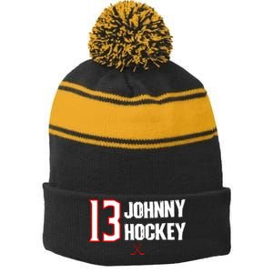 13 Johnny Hockey Cbj Artillery Stripe Pom Pom Beanie