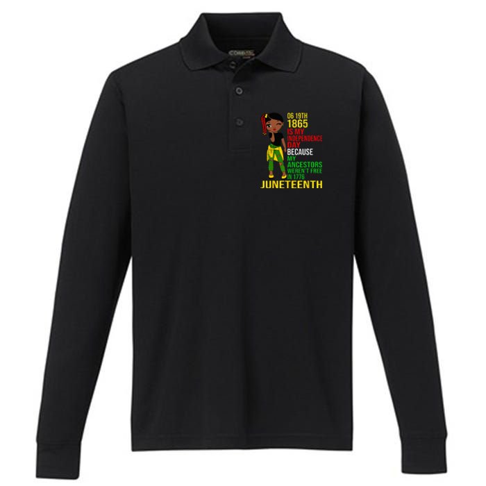 1865 Juneteenth Is My Independence Day Black Melanin Performance Long Sleeve Polo