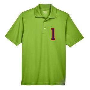 1 Jersey Number Red Blue Sports Birthday Lucky Number Men's Origin Performance Pique Polo