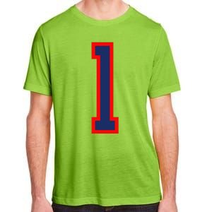 1 Jersey Number Red Blue Sports Birthday Lucky Number Adult ChromaSoft Performance T-Shirt