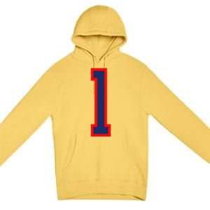 1 Jersey Number Red Blue Sports Birthday Lucky Number Premium Pullover Hoodie