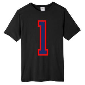 1 Jersey Number Red Blue Sports Birthday Lucky Number Tall Fusion ChromaSoft Performance T-Shirt