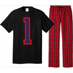 1 Jersey Number Red Blue Sports Birthday Lucky Number Pajama Set