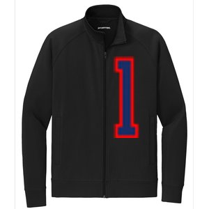 1 Jersey Number Red Blue Sports Birthday Lucky Number Stretch Full-Zip Cadet Jacket