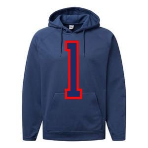 1 Jersey Number Red Blue Sports Birthday Lucky Number Performance Fleece Hoodie