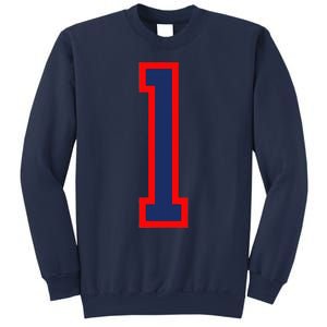 1 Jersey Number Red Blue Sports Birthday Lucky Number Sweatshirt