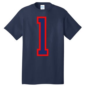 1 Jersey Number Red Blue Sports Birthday Lucky Number Tall T-Shirt