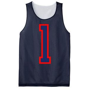 1 Jersey Number Red Blue Sports Birthday Lucky Number Mesh Reversible Basketball Jersey Tank