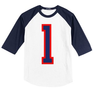 1 Jersey Number Red Blue Sports Birthday Lucky Number Baseball Sleeve Shirt