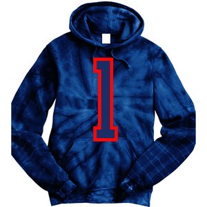 1 Jersey Number Red Blue Sports Birthday Lucky Number Tie Dye Hoodie