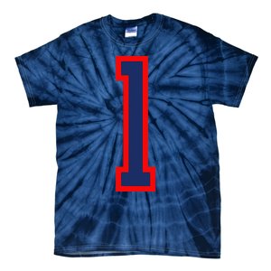 1 Jersey Number Red Blue Sports Birthday Lucky Number Tie-Dye T-Shirt