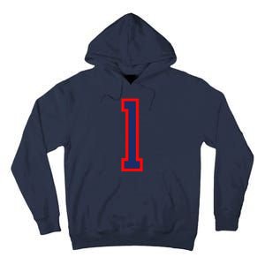 1 Jersey Number Red Blue Sports Birthday Lucky Number Tall Hoodie